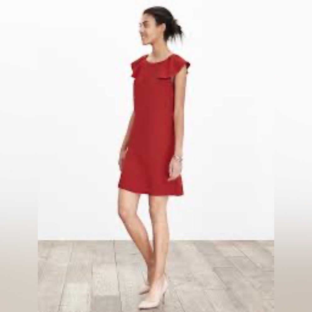 Banana Republic Flutter Sleeve Shift Red Dress, size 4